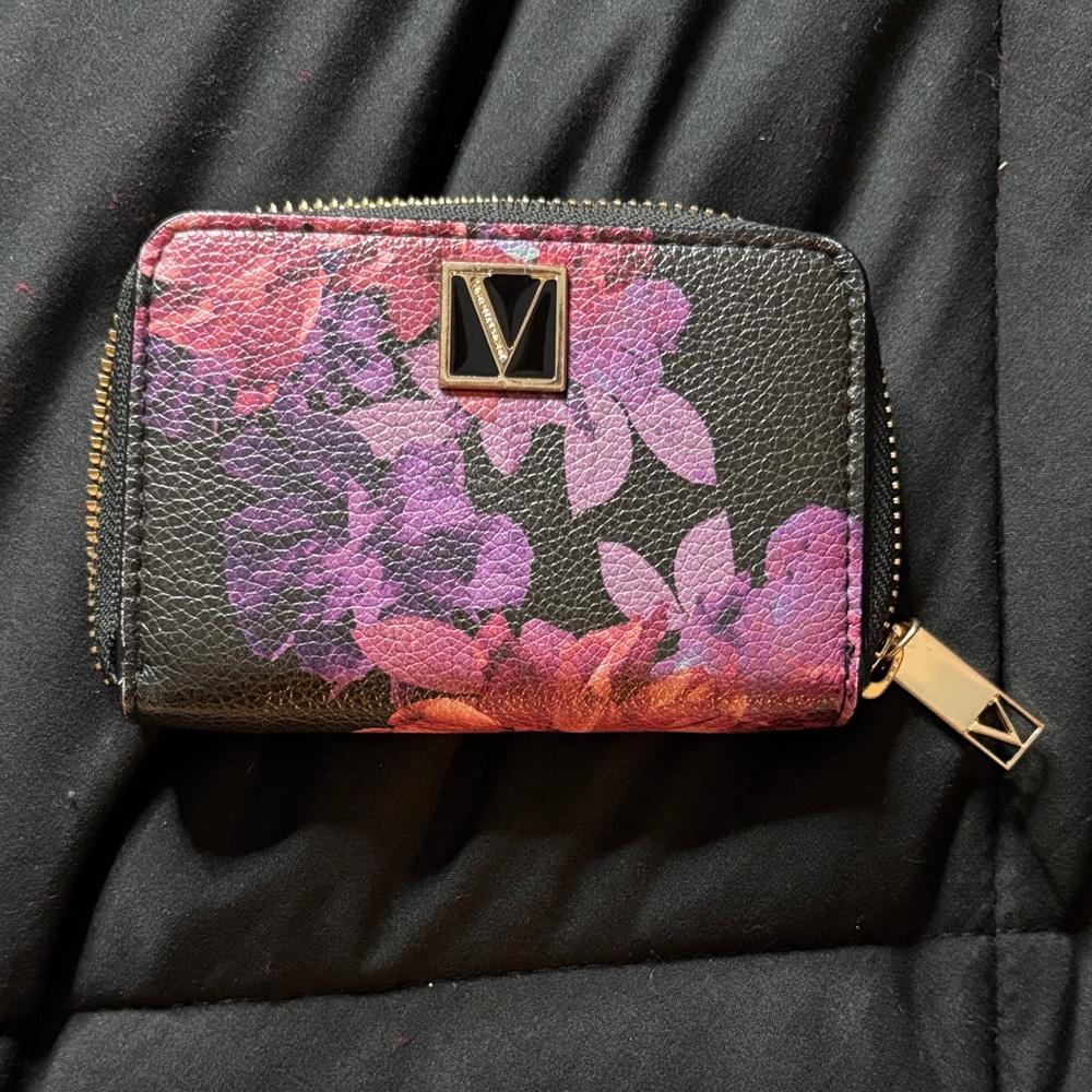 Victoria's Secret Black and Pink Floral Wallet